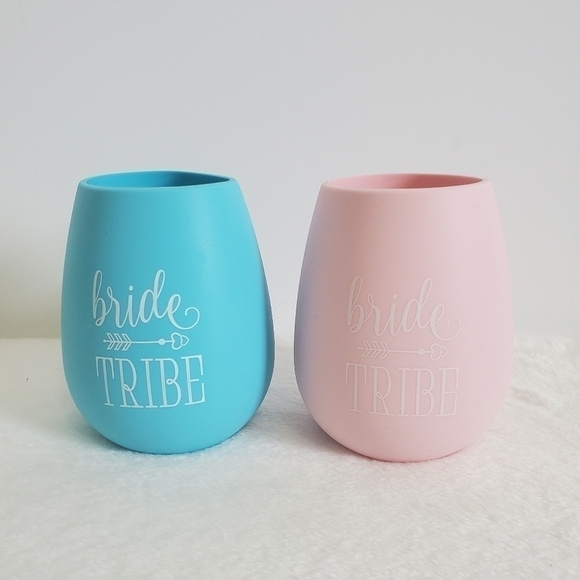BRIDE Tribe Wine Portable Silicone Foldable Unbreakable Bachelorette 2 Pc 12 Oz - Picture 2 of 8